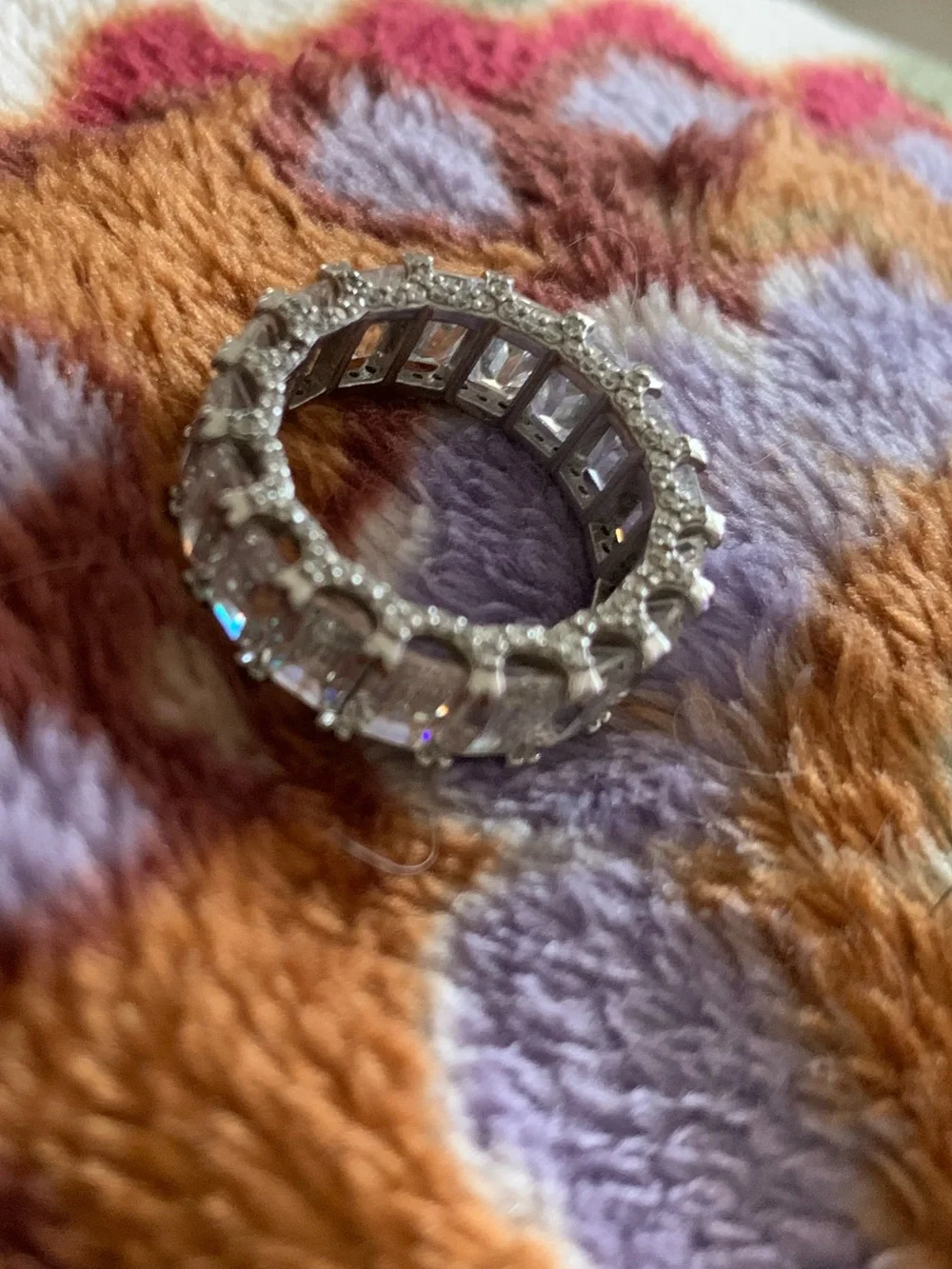 Silver Crystal Eternity Band - Clear Stone Women's Ring